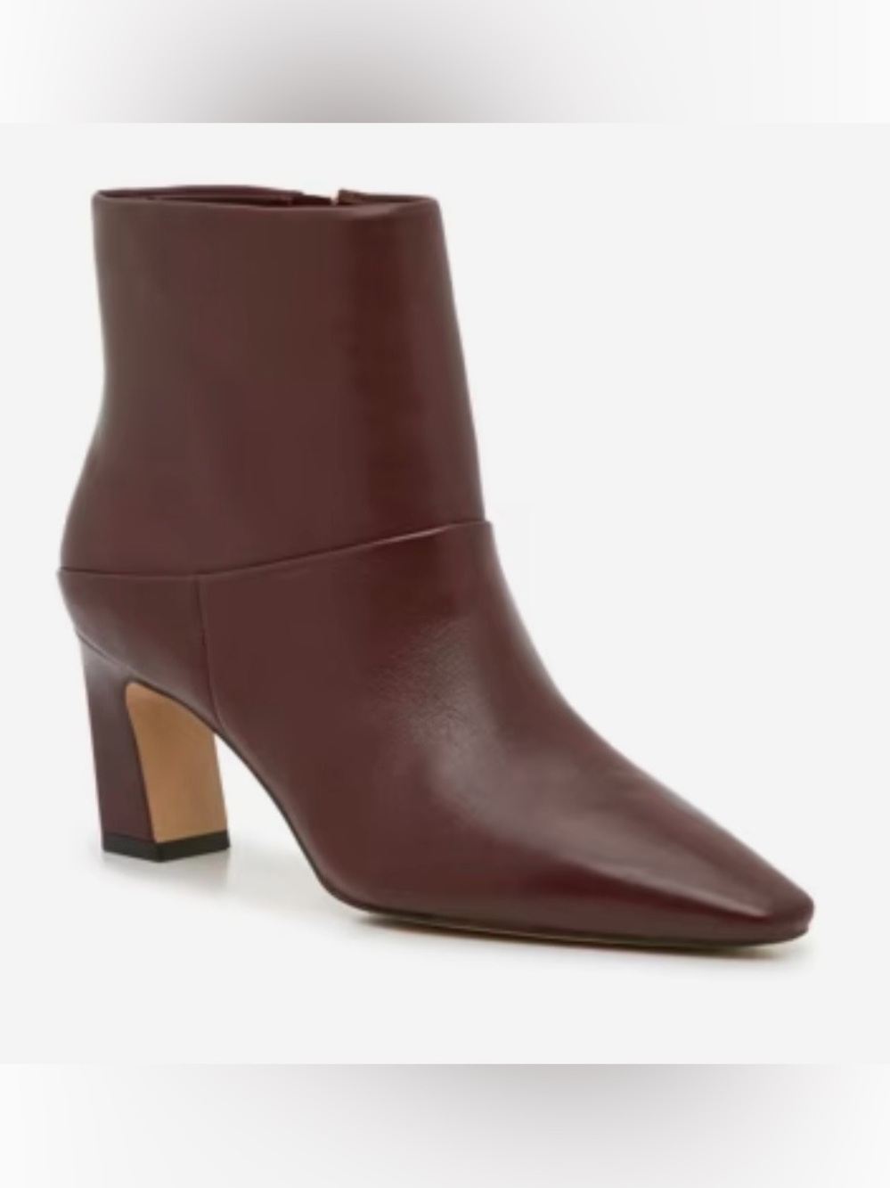 Vince Camuto Burgundy Pointed Toe Block Heel Ankle Boot
